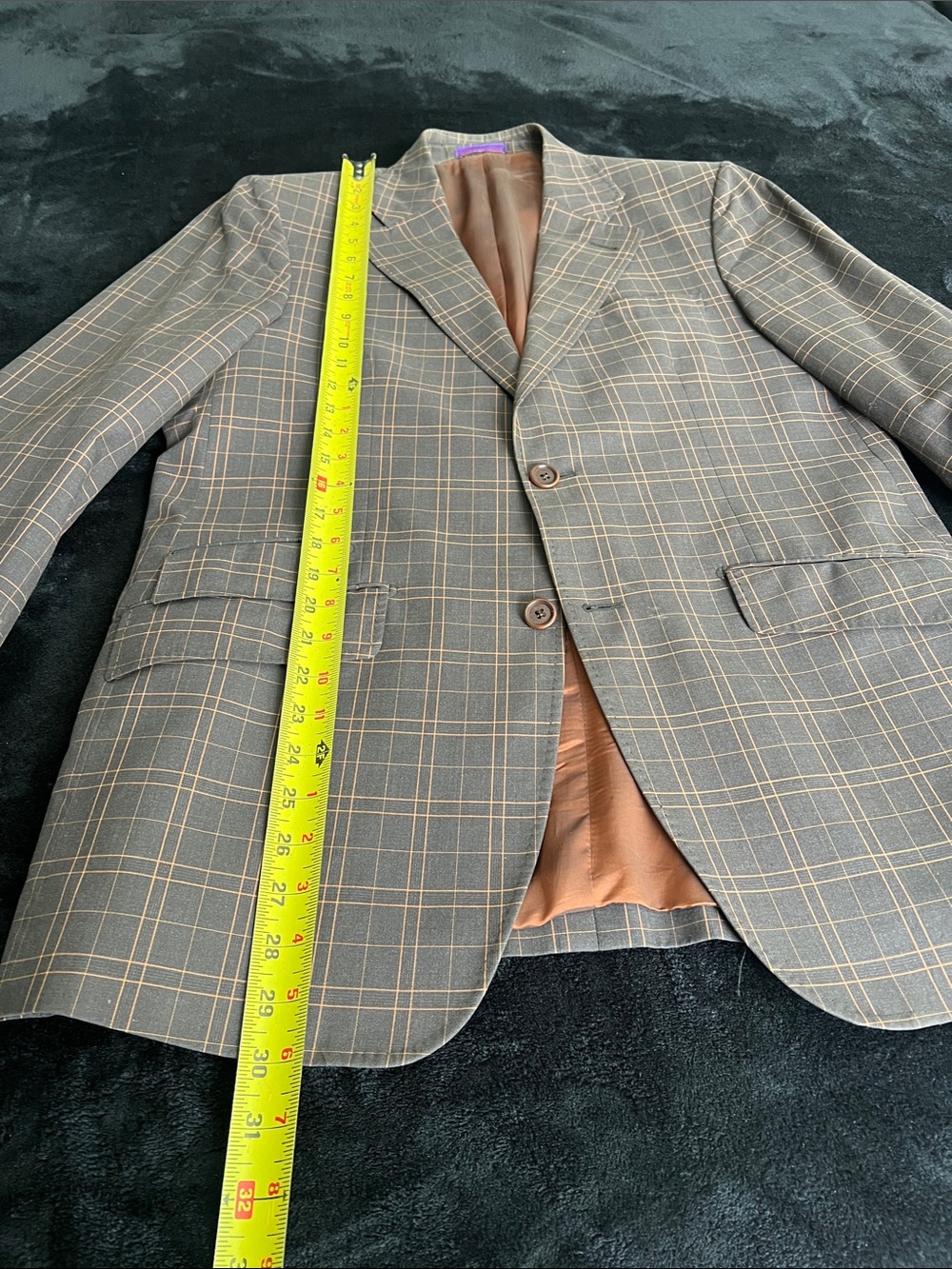 Italian Brown Windowpane Sport Coat Blazer - Classic Men's Tailored Look - Picture 10 of 11